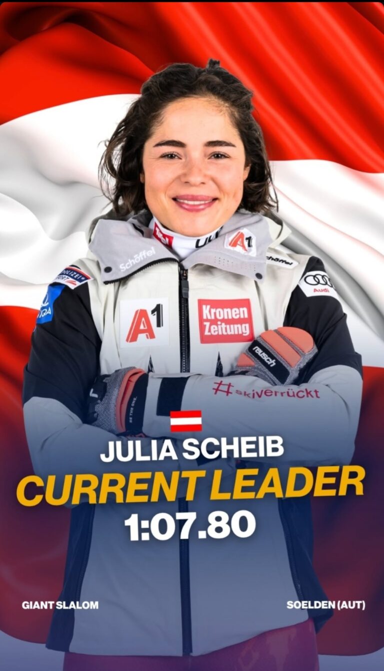 CONGRATULATIONS: Austrian Skier Julia Scheib Dominates First Run at Sölden Giant Slalom Opener