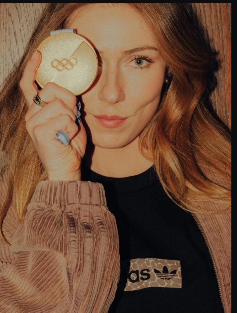 Mikaela Shiffrin Slays in Adidas: Rocking the Ultimate Post-Gold Look While Flaunting Her Shiny Olympic Gold Medal